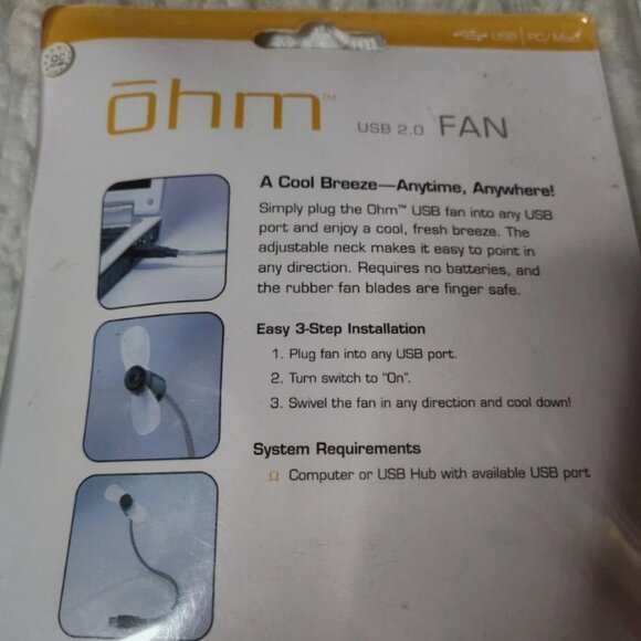 Ohm USB 2.0 Computer Fan Adjustable Neck Point ON/OFF Switch Finger Safe (KS) - Picture 4 of 5